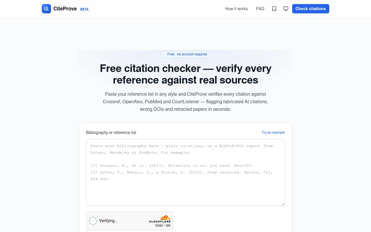 Screenshot of citeprove.com