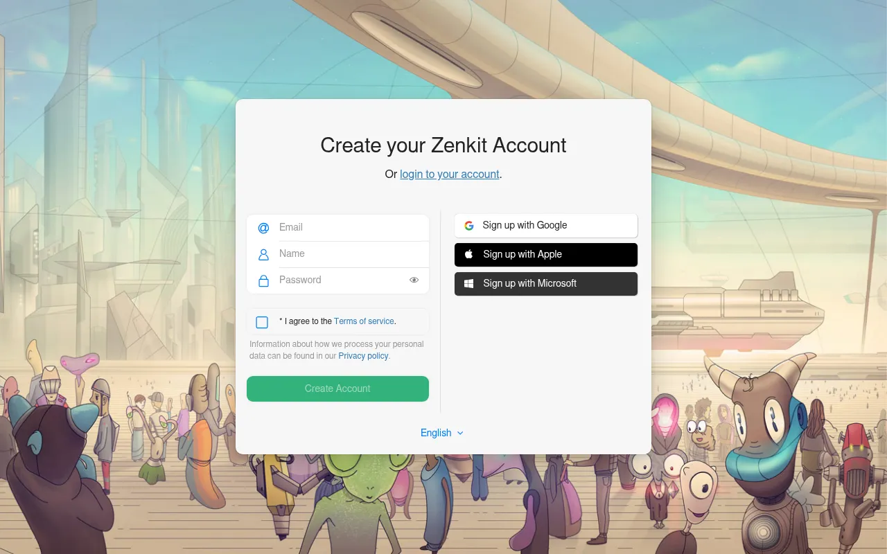 Screenshot of app.zenkit.com