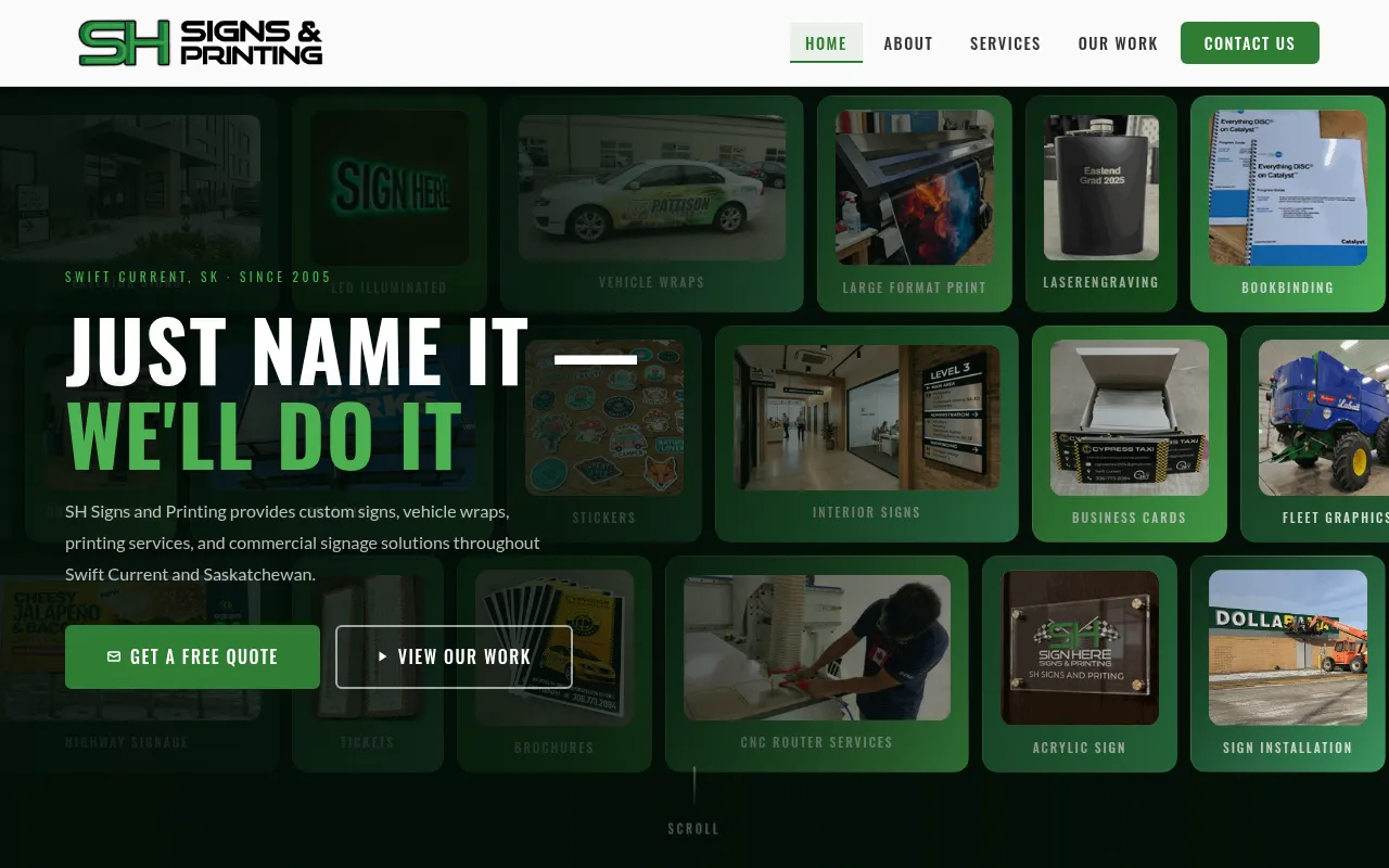 Screenshot of shsignsandprinting.ca