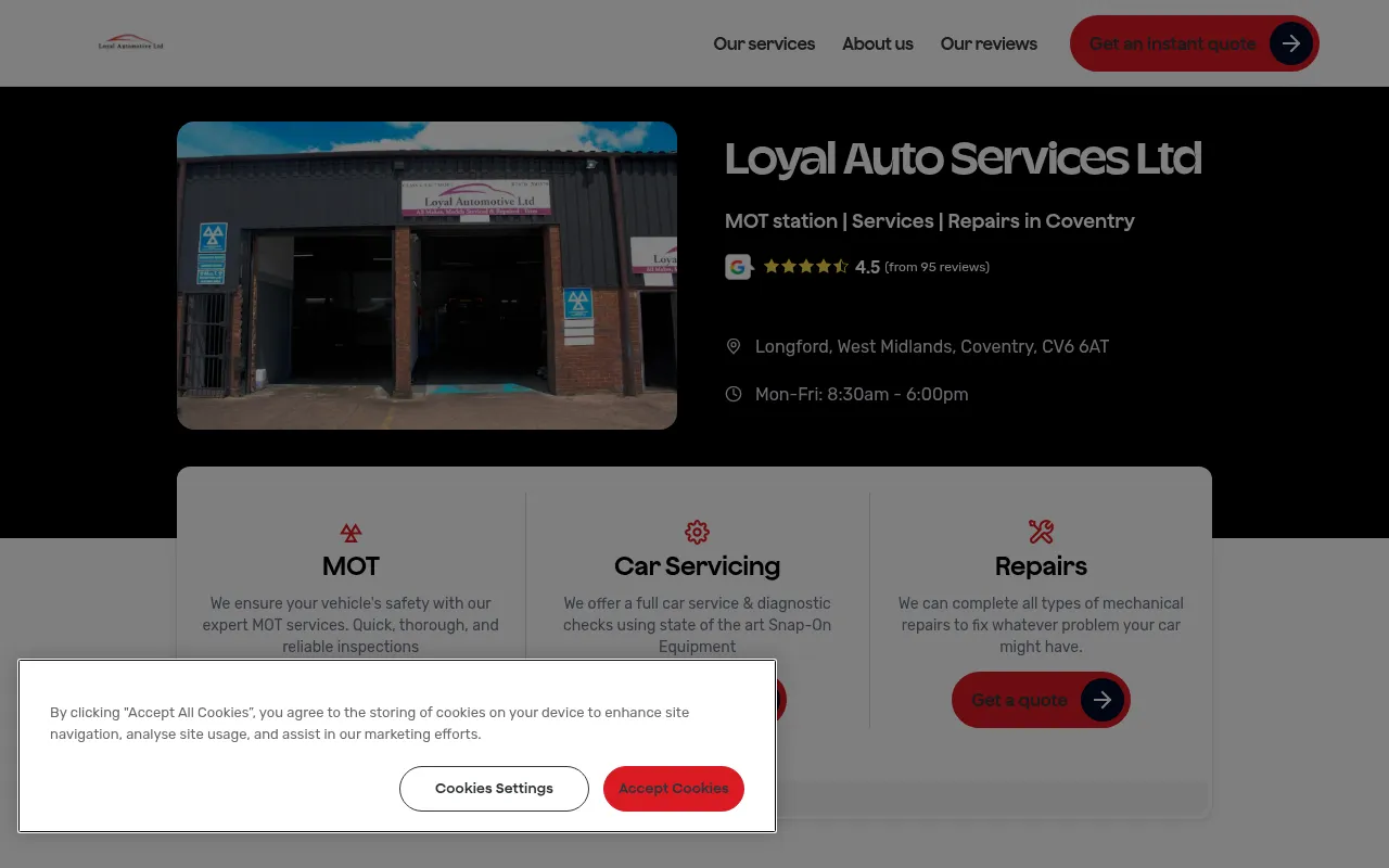 Screenshot of loyal-automotive.co.uk