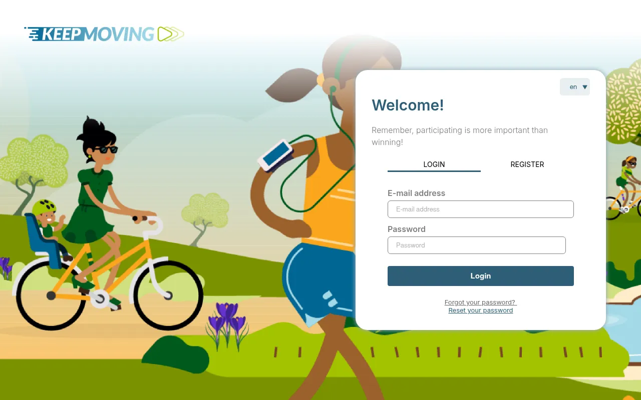 Screenshot of app.keepmoving.eu