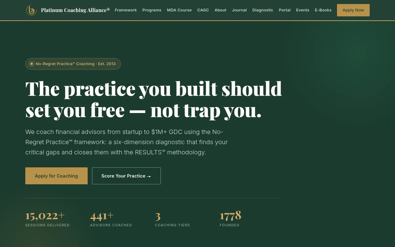 Screenshot of platinumcoachingalliance.com
