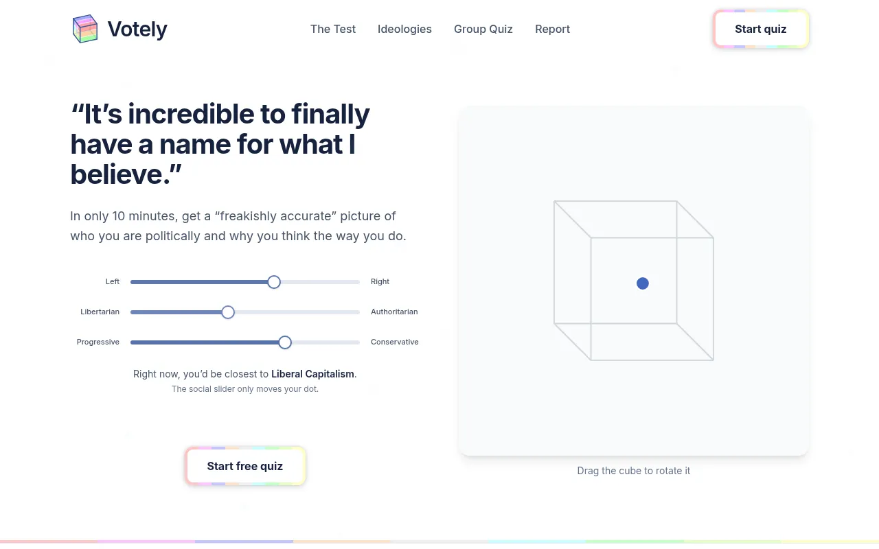 Screenshot of votelyquiz.com