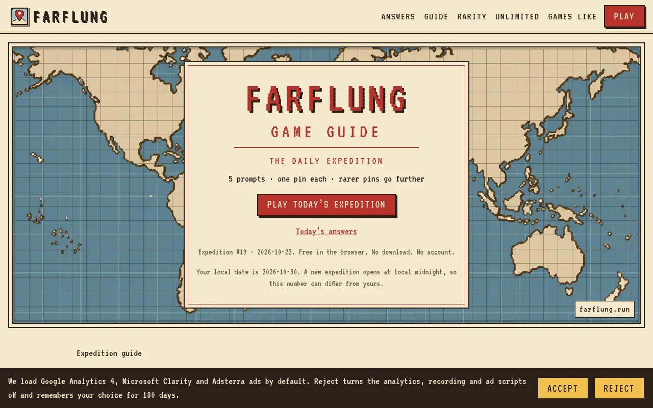 Screenshot of farflung.run