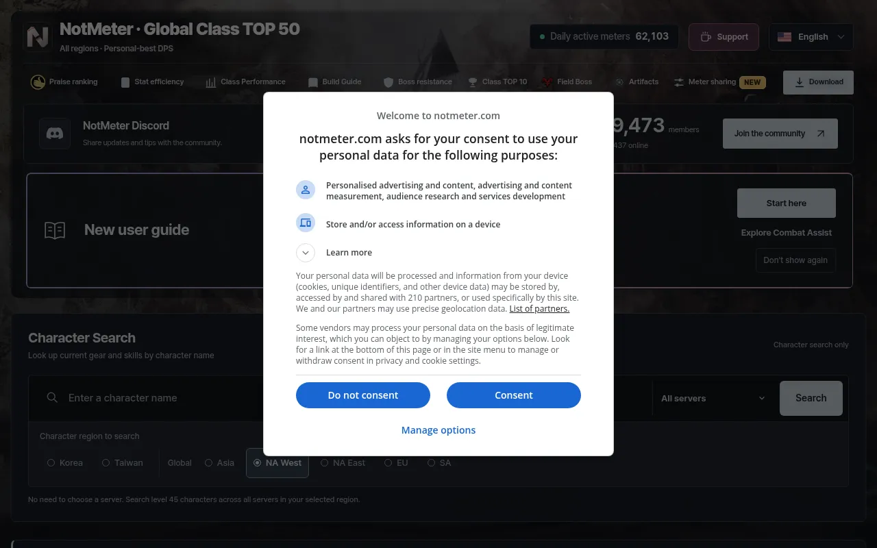 Screenshot of notmeter.com