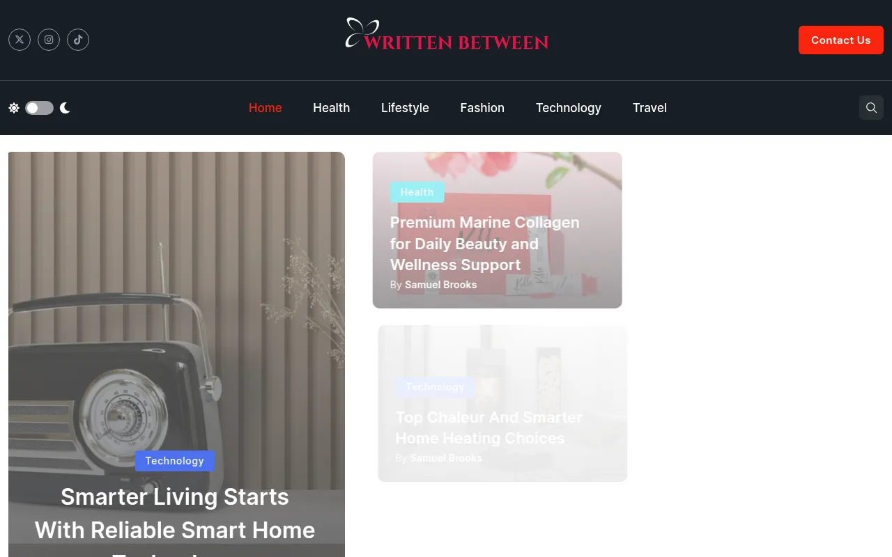 Screenshot of writtenbetween.com