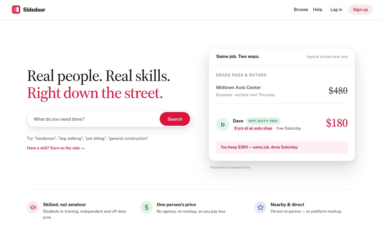 Screenshot of sidedoor.biz
