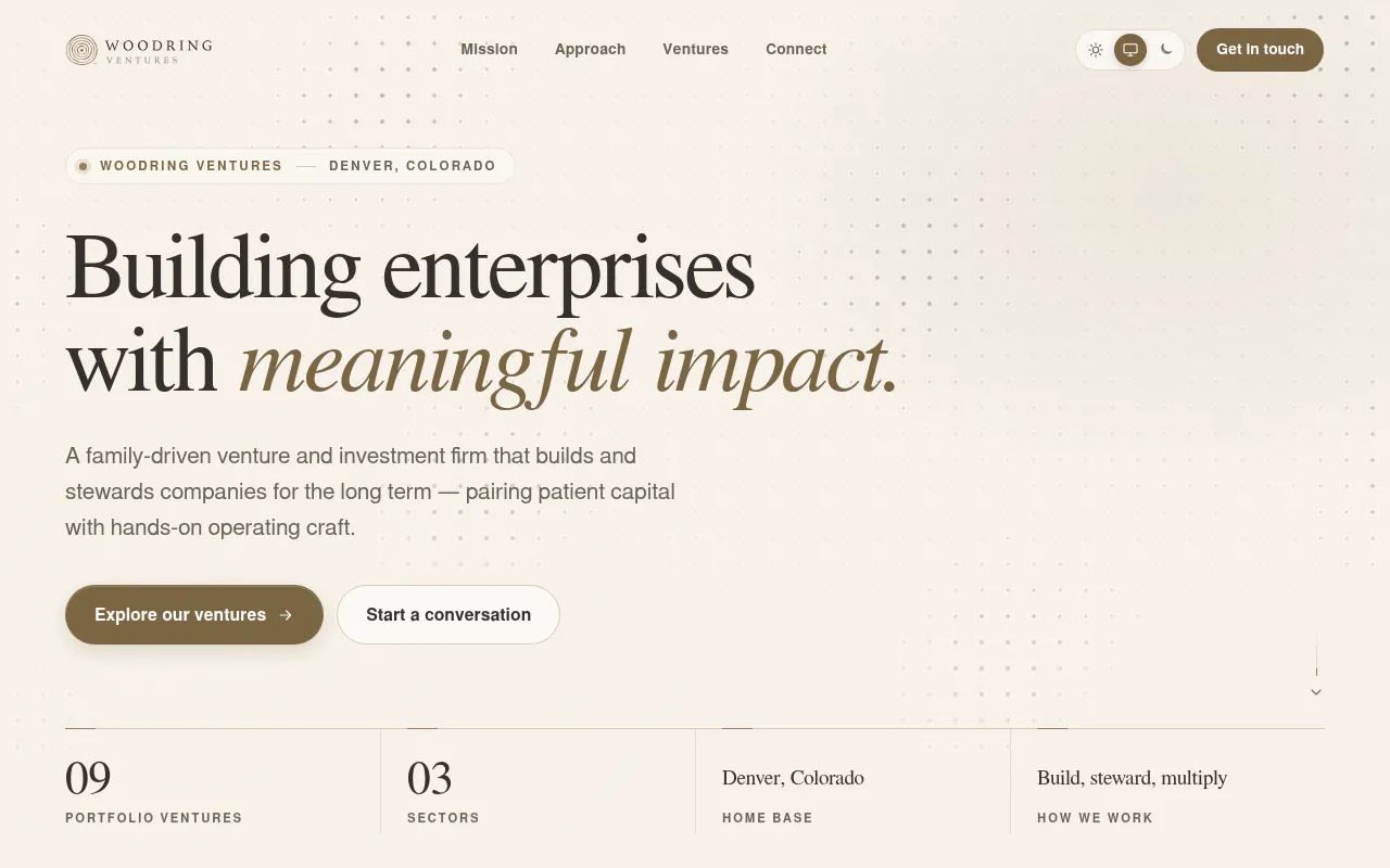 Screenshot of woodringventures.com