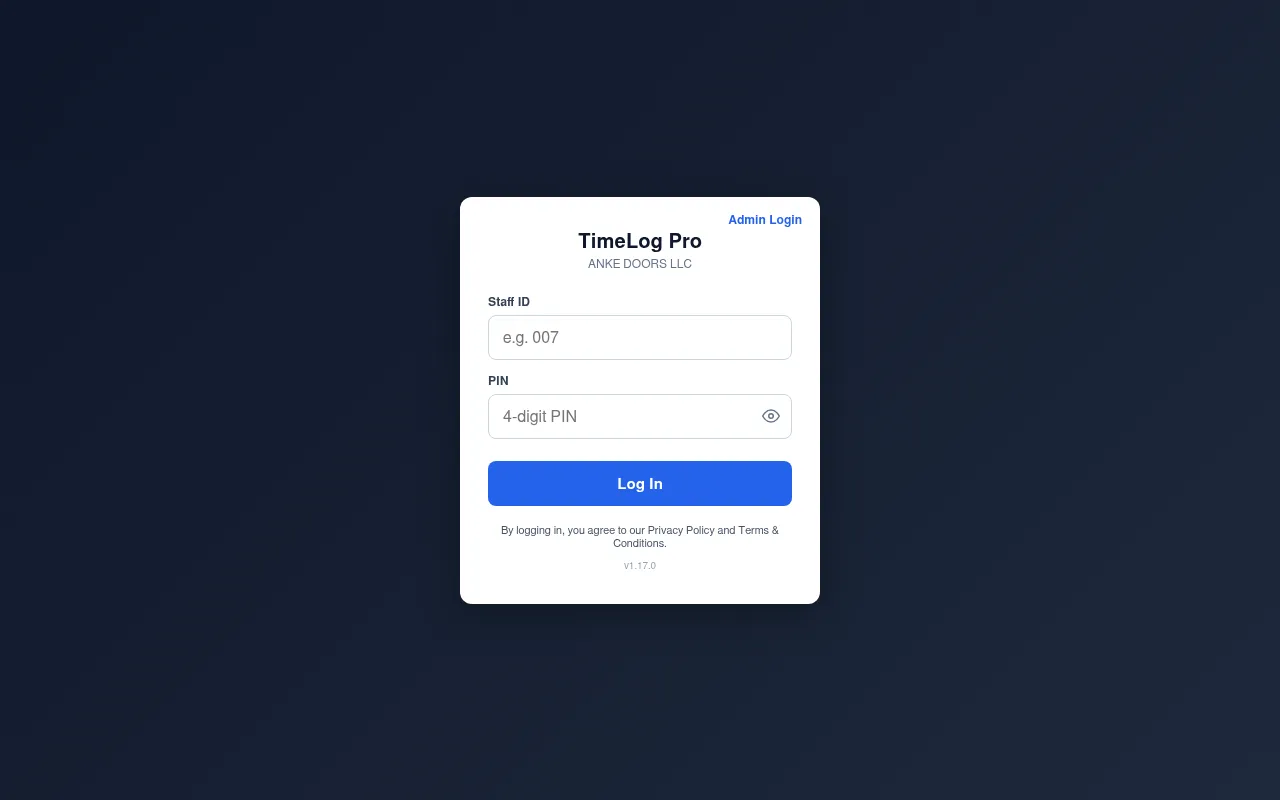 Screenshot of timelog.ankeintl.com