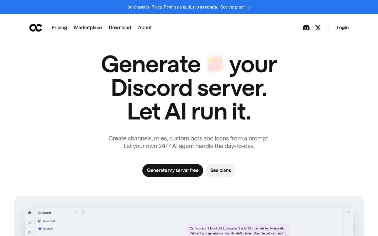 Screenshot of onecord.ai