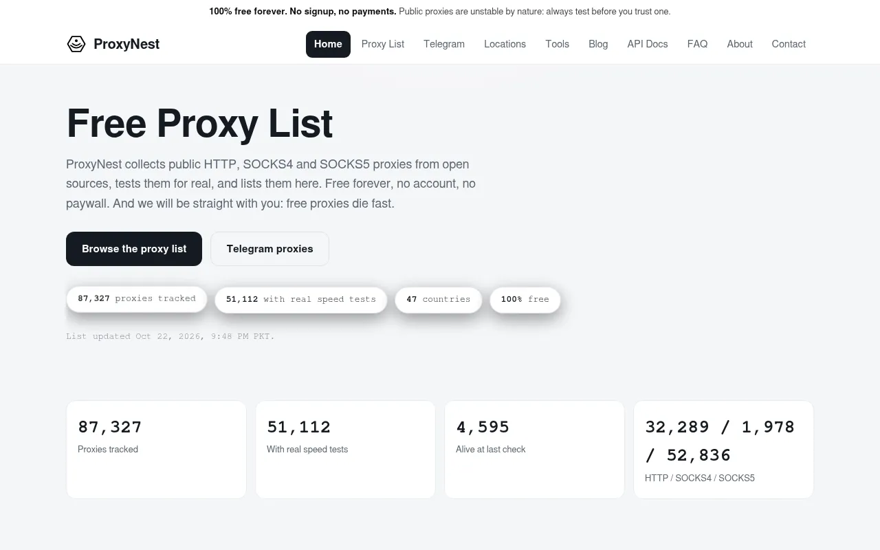 Screenshot of proxynest.live