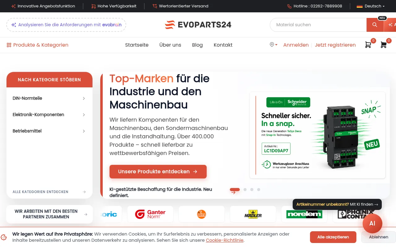 Screenshot of evoparts24.com