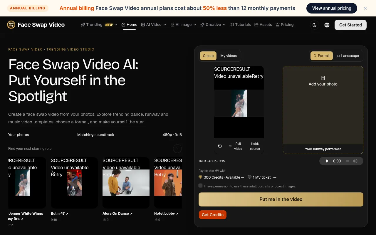 Screenshot of faceswap.video