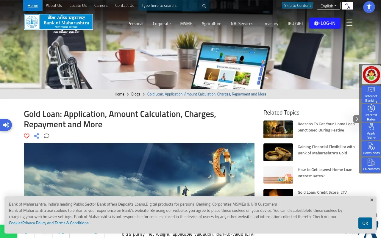 Screenshot of bankofmaharashtra.bank.in
