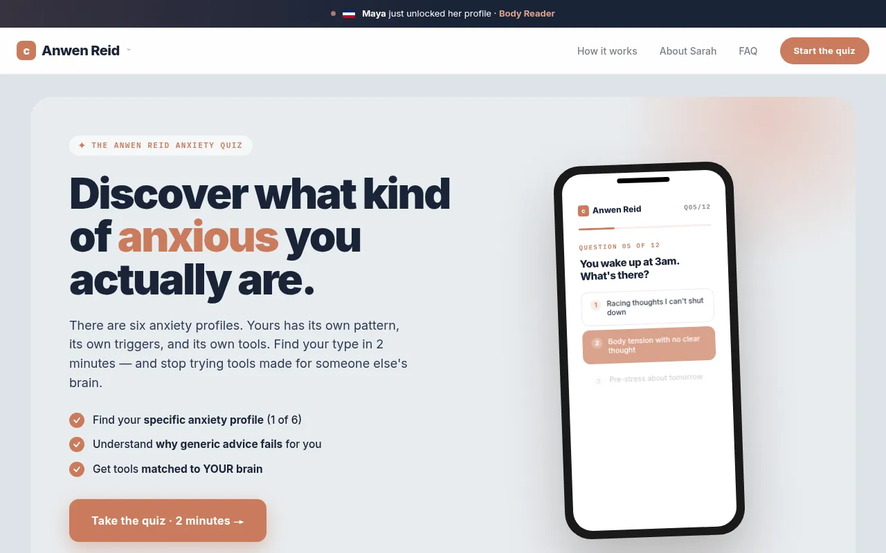 Screenshot of anwenreid.com