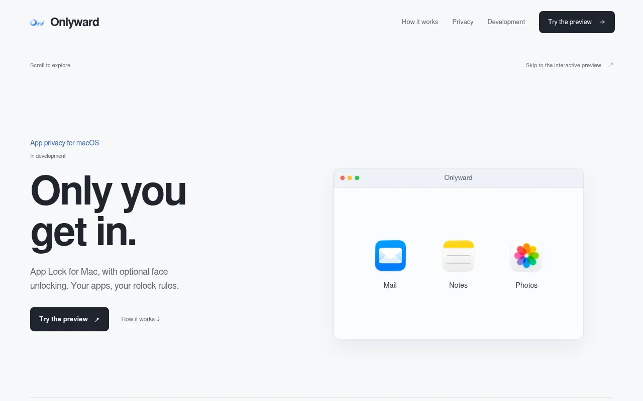 Screenshot of onlyward.app