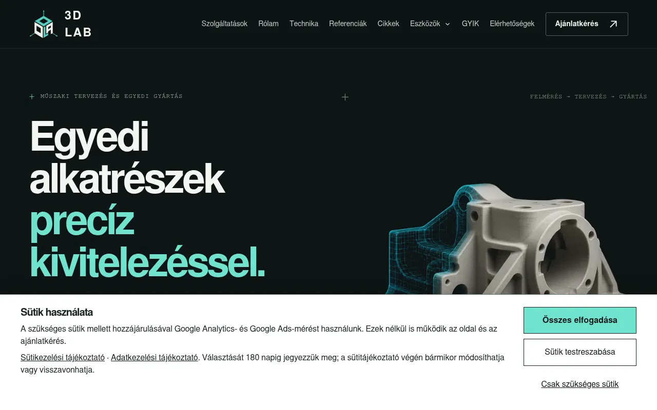 Screenshot of ola3dlab.hu