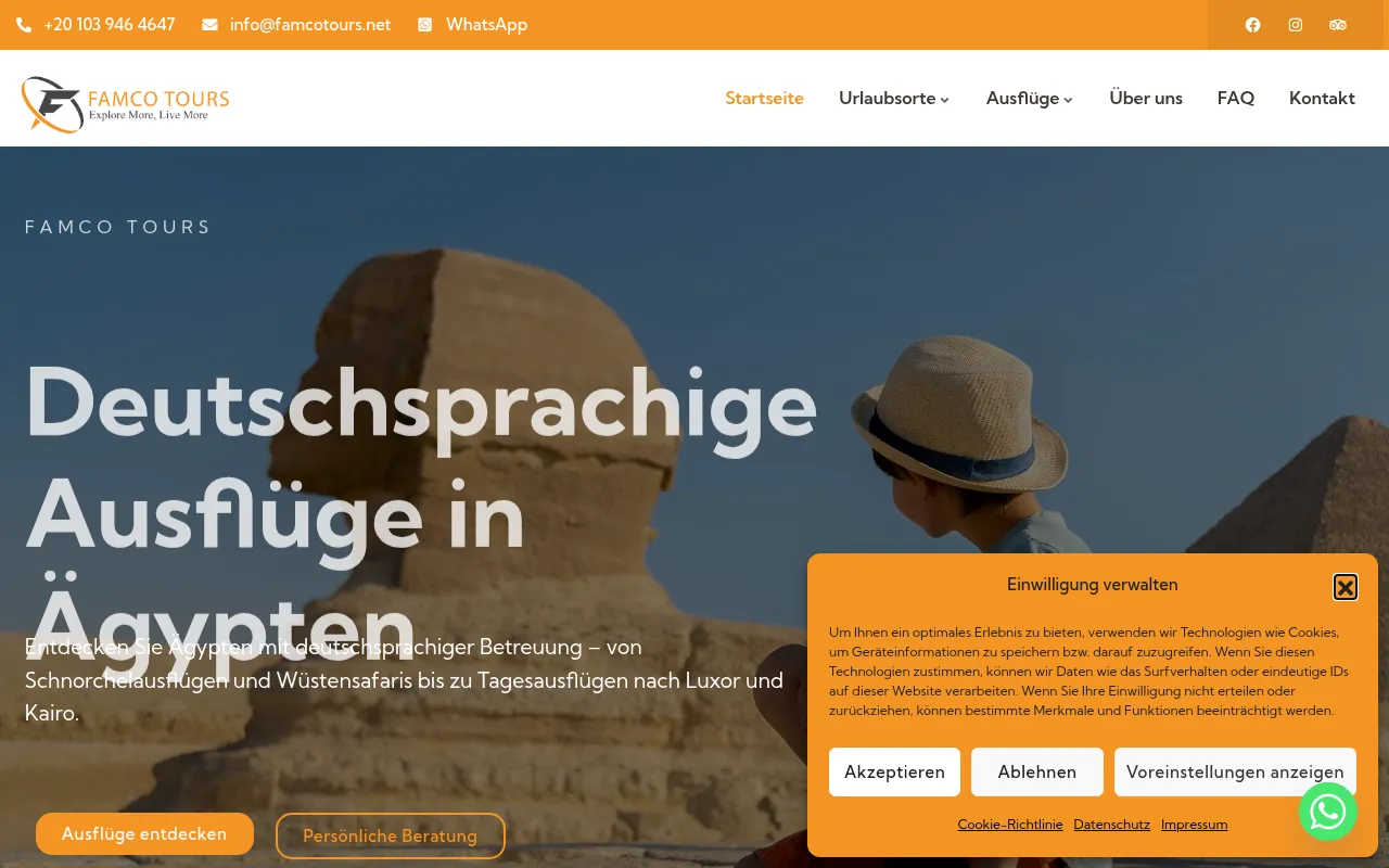 Screenshot of famcotours.com