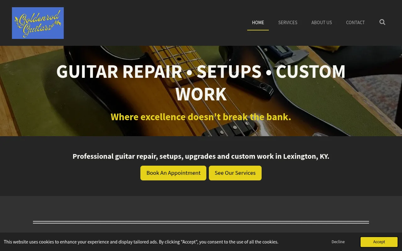 Screenshot of goldenrodguitars.com