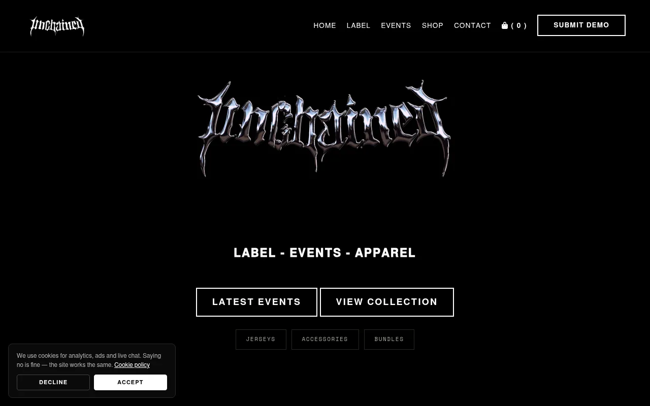 Screenshot of unchainedlabel.com
