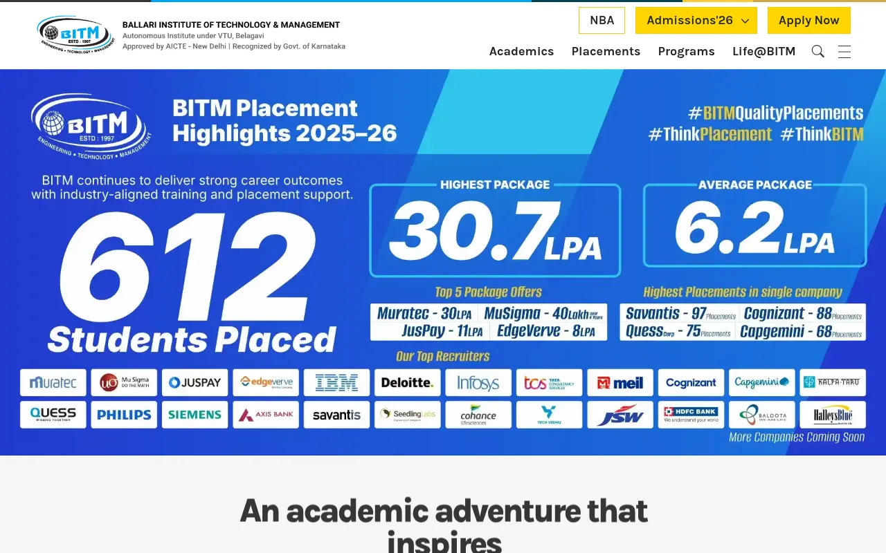 Screenshot of bitm.edu.in