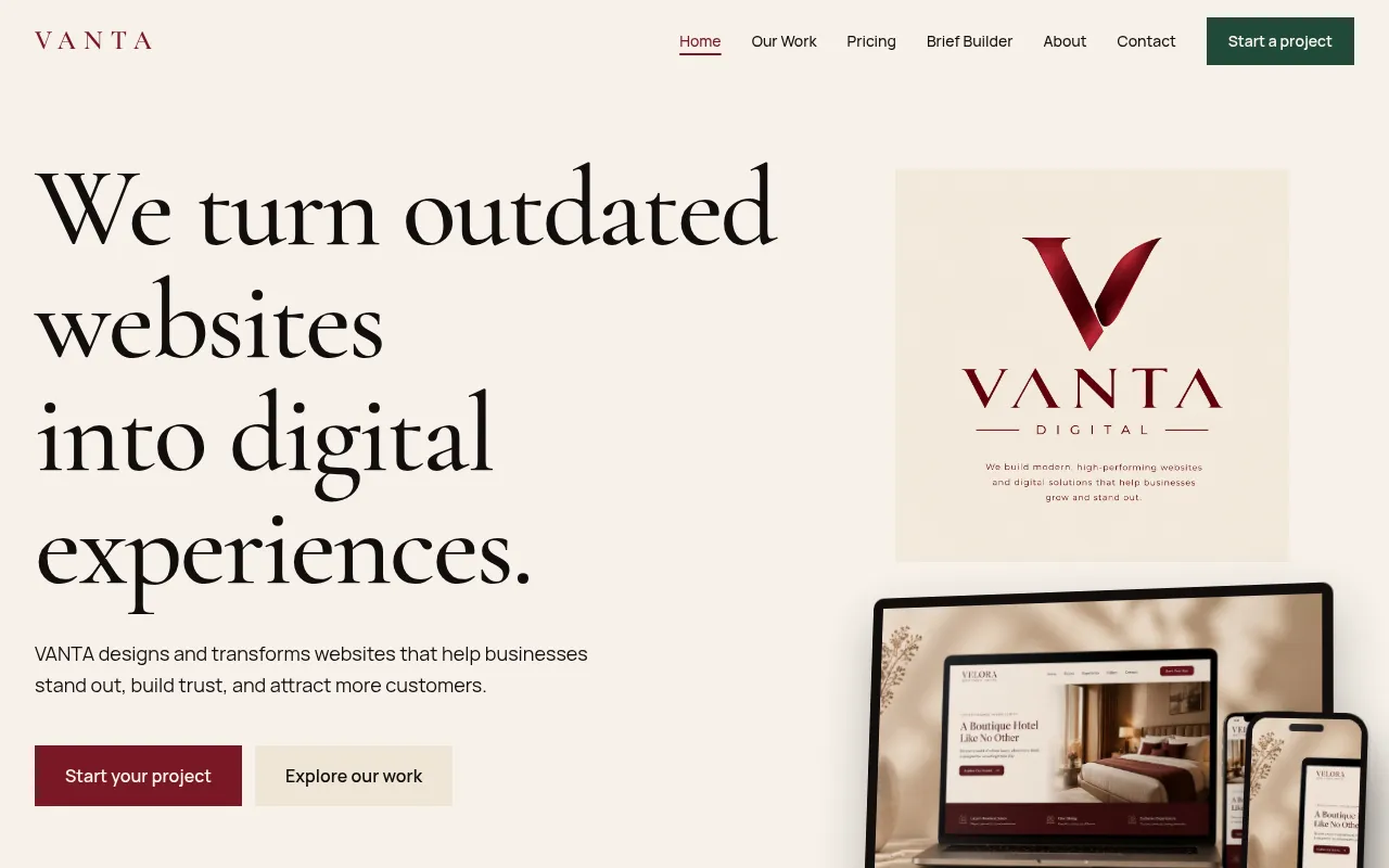 Screenshot of thevantavelvet.company