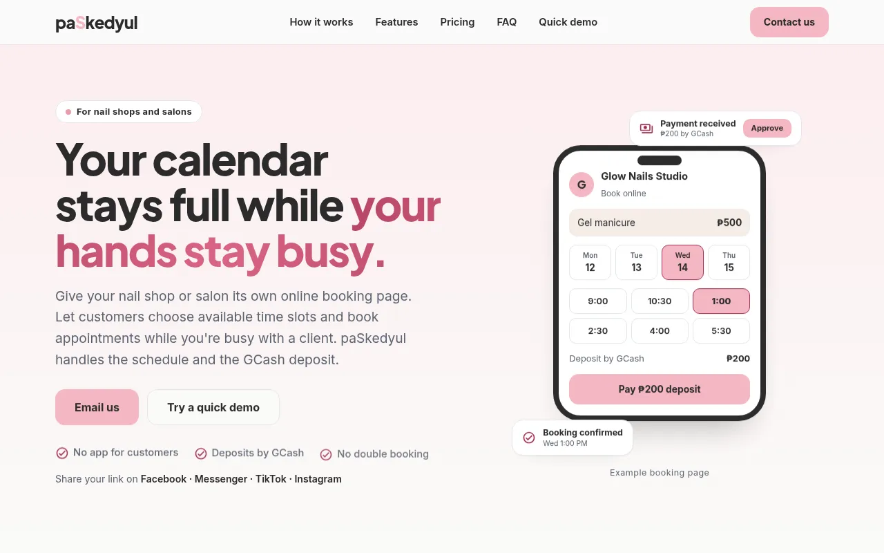 Screenshot of paskedyul.com