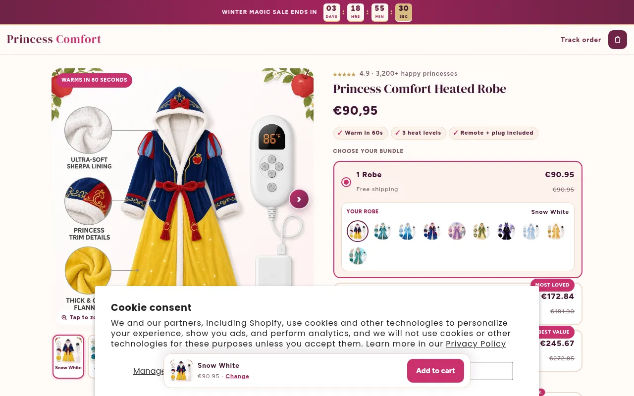 Screenshot of princesscomfort.com