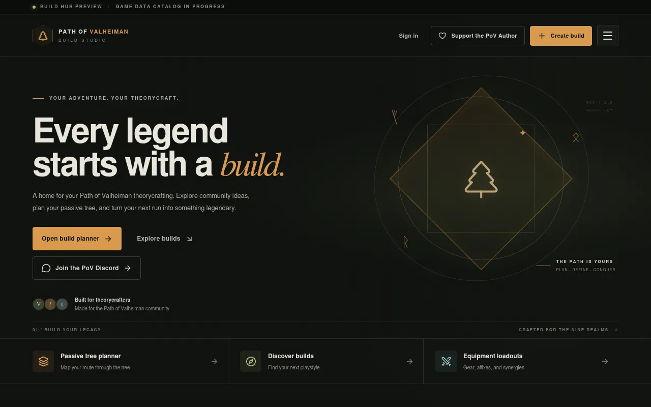 Screenshot of povbuilds.com