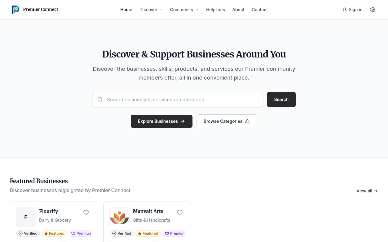 Screenshot of premier-bizconnect.vercel.app