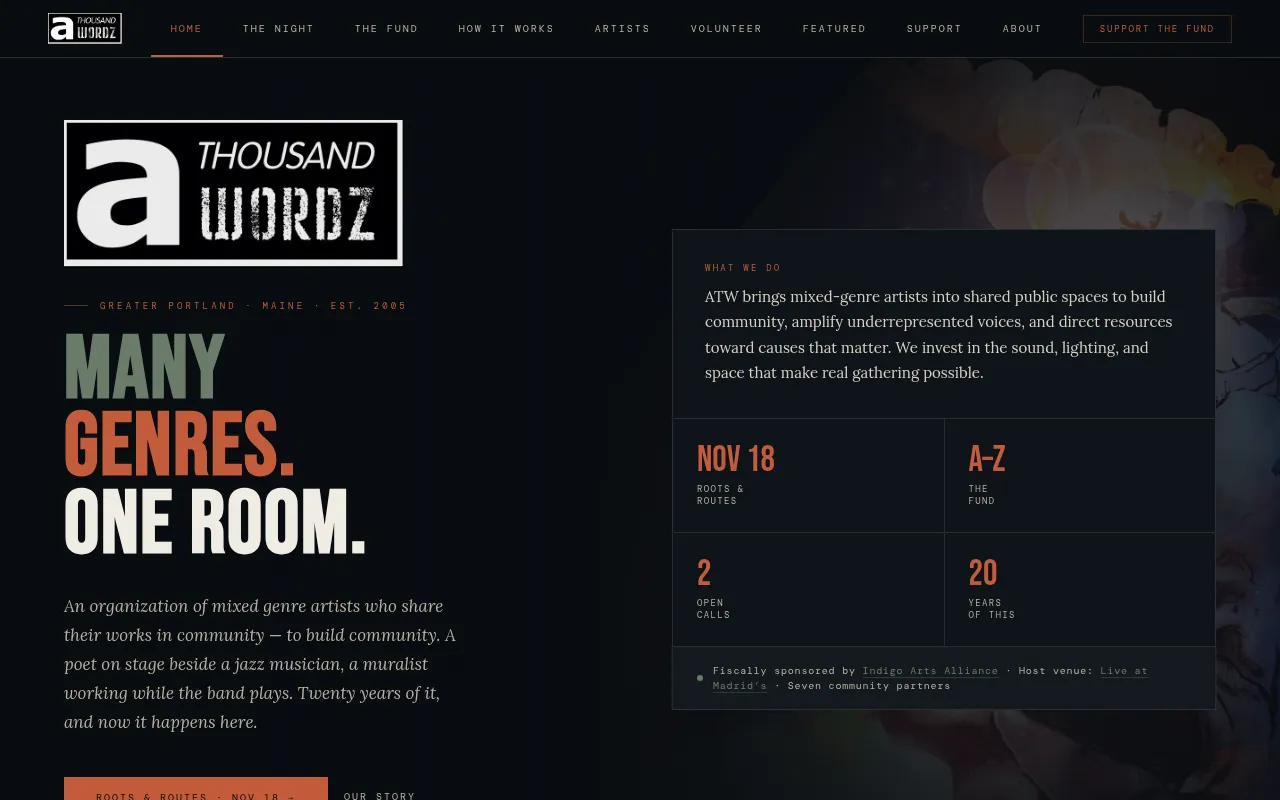 Screenshot of athousandwordz.net