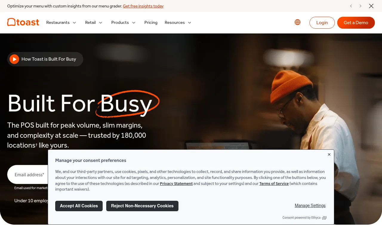 Screenshot of pos.toasttab.com