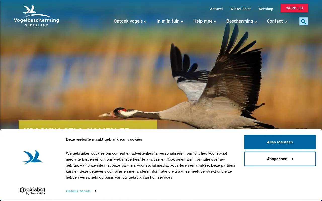 Screenshot of vogelbescherming.nl