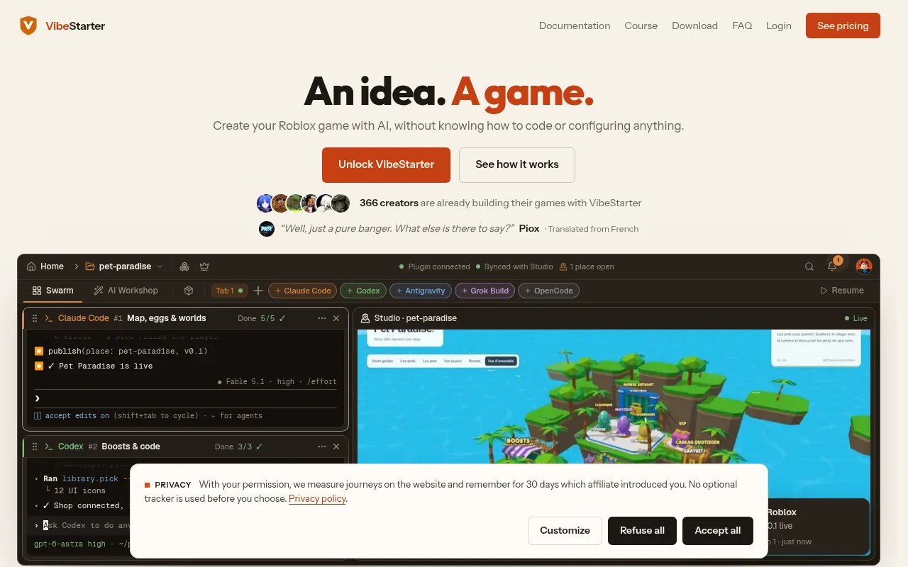 Screenshot of vibestarter.pro