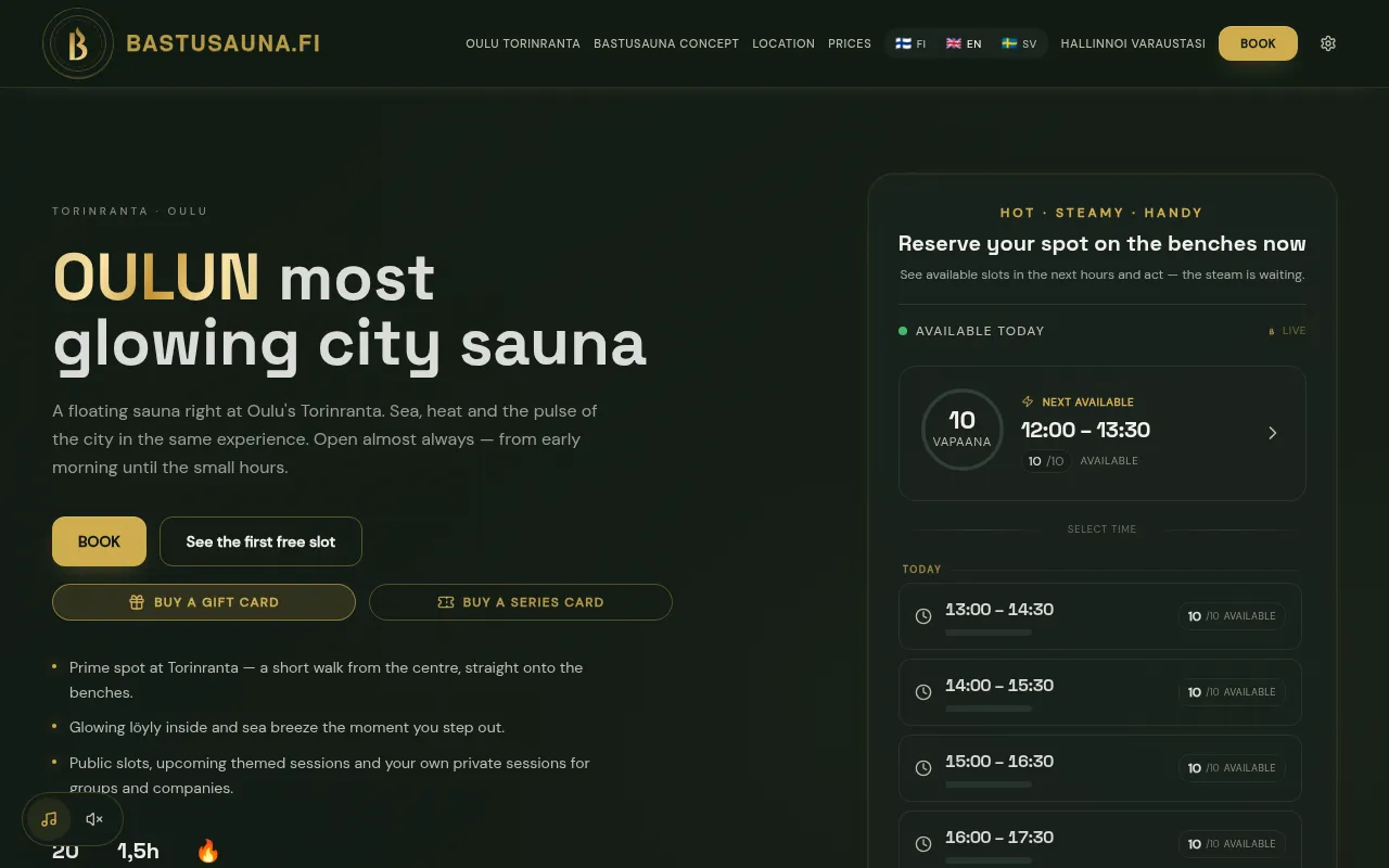 Screenshot of bastusauna.fi