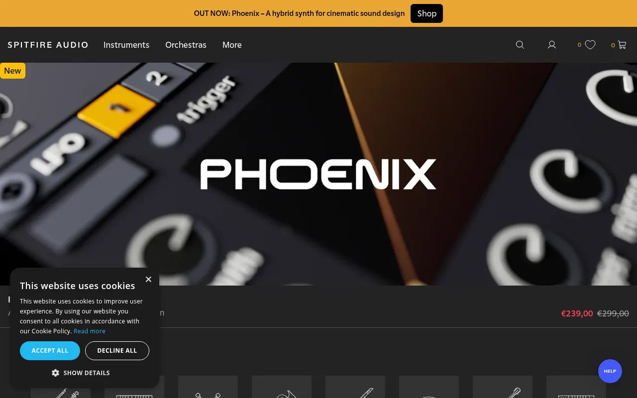 Screenshot of spitfireaudio.com