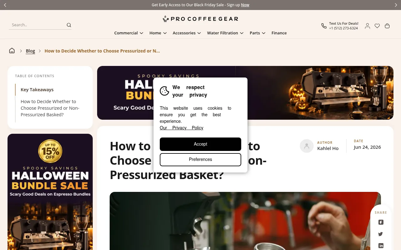 Screenshot of procoffeegear.com