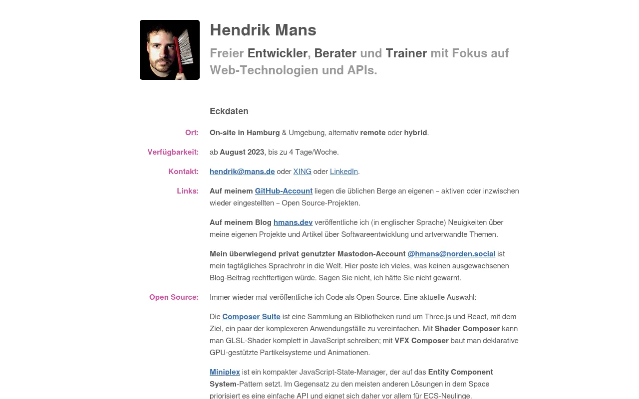Screenshot of hendrik.mans.de