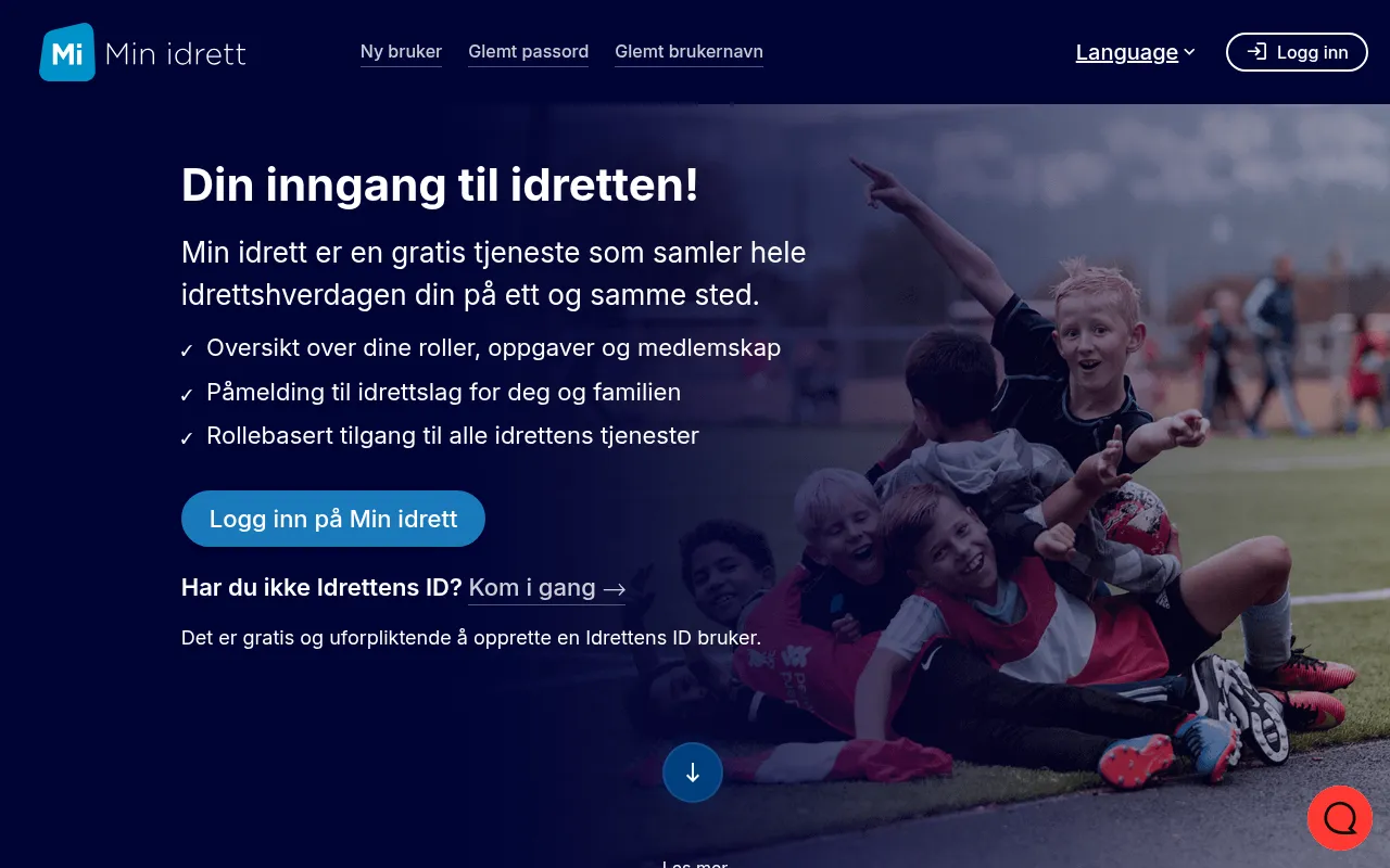Screenshot of minidrett.no