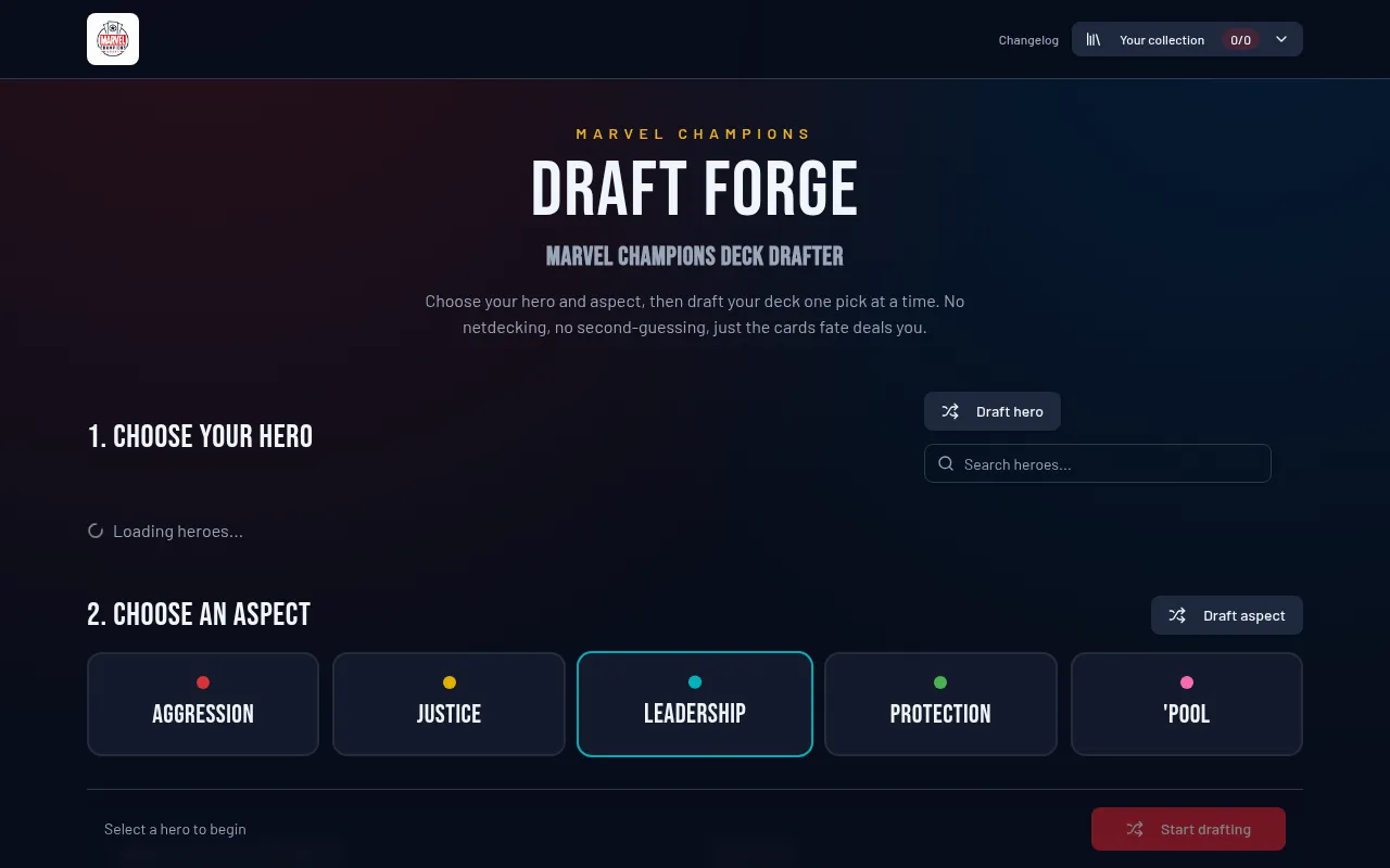 Screenshot of marvelchampionsdraft.app