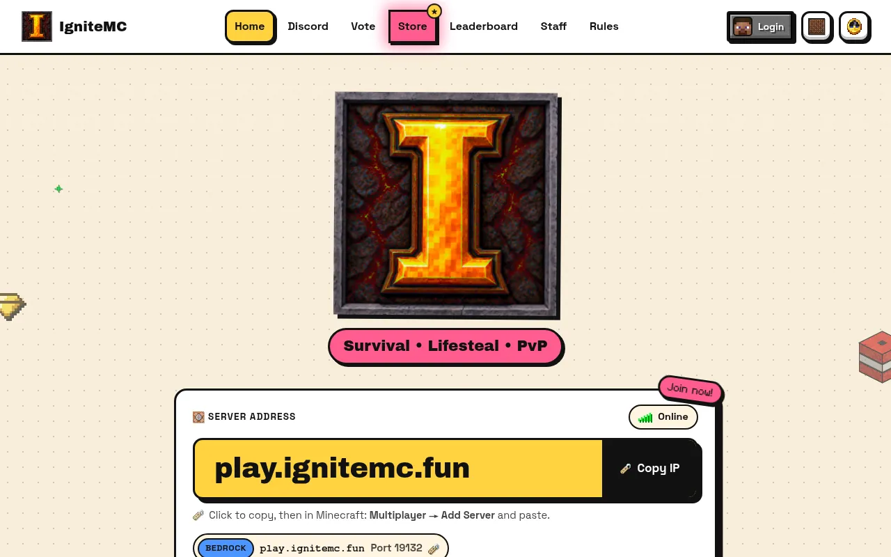Screenshot of ignitemc.fun