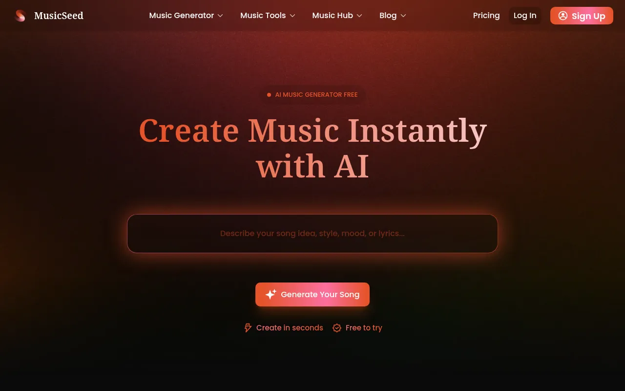 Screenshot of musicseed.ai