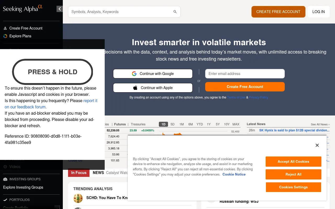 Screenshot of seekingalpha.com