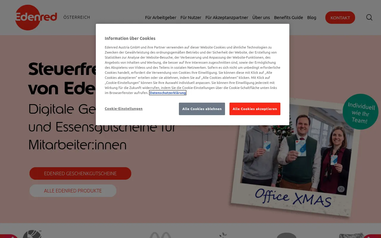 Screenshot of edenred.at