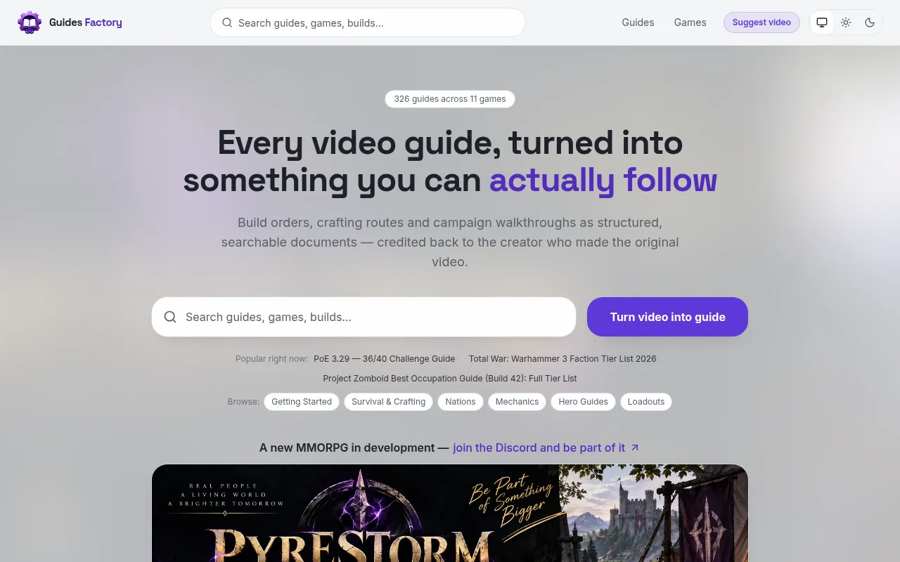 Screenshot of guides-factory.com