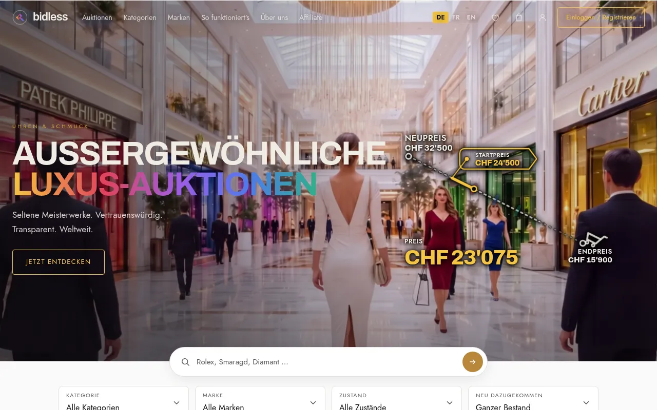 Screenshot of bidless.ch