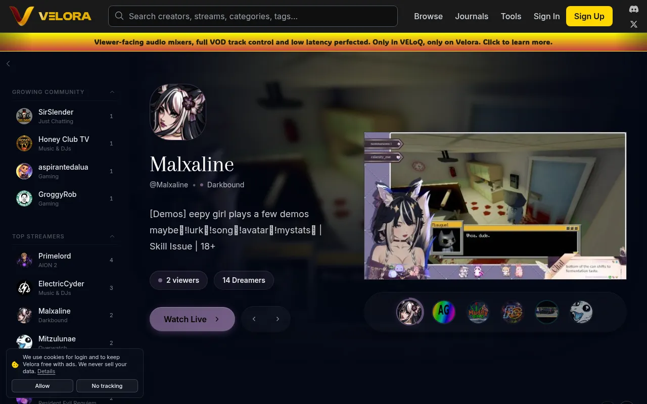 Screenshot of velora.tv