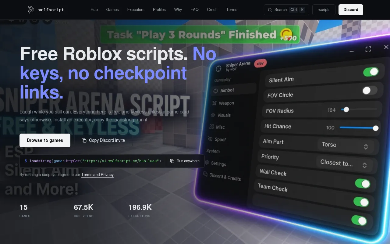 Screenshot of wolfscript.cc