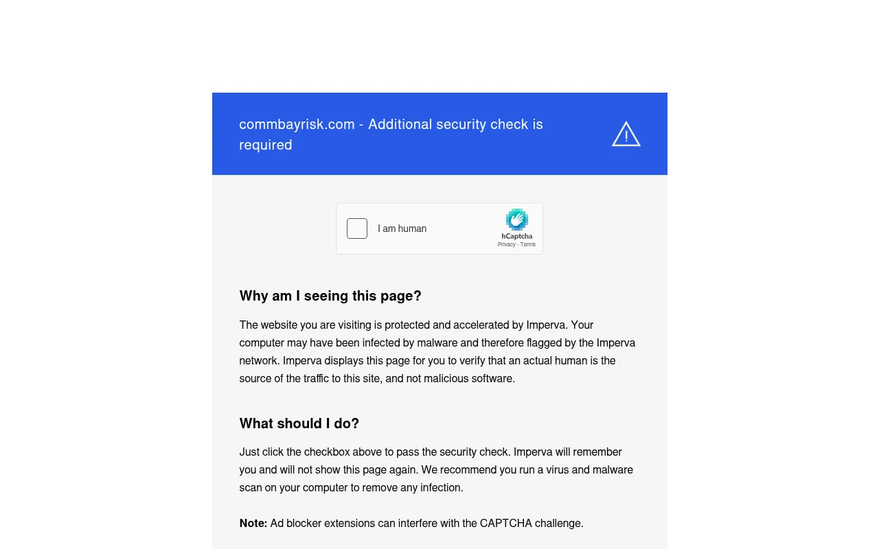 Screenshot of commbayrisk.com