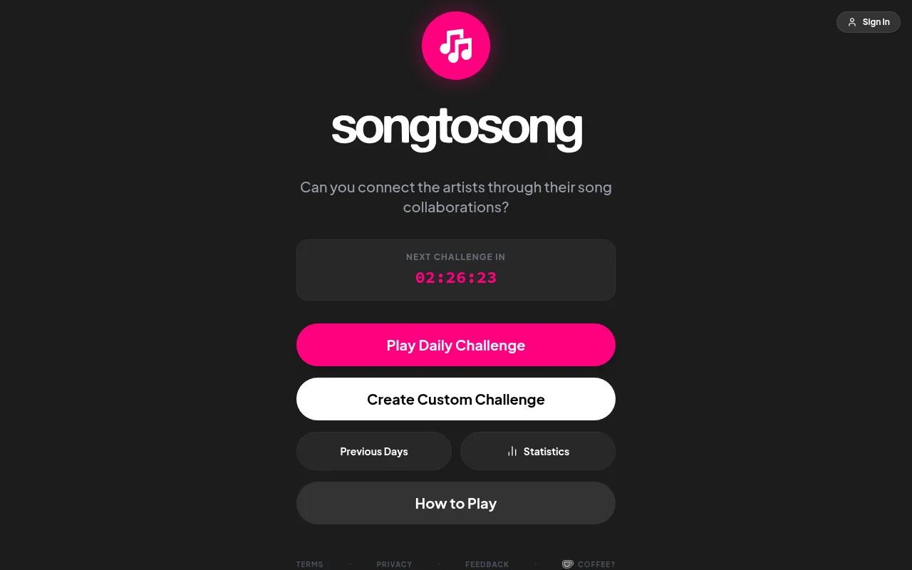 Screenshot of songtosong.app